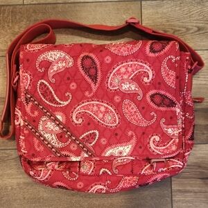 NWOT Vera Bradley Mesa Red Laptop Messenger Bag Retired Vintage Paisley